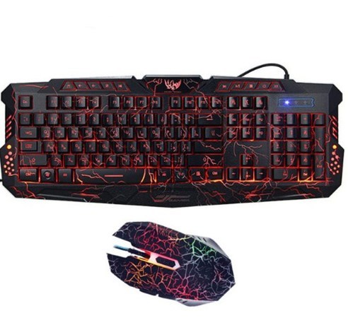J10 tricolor backlight wired gaming keyboard set colorful